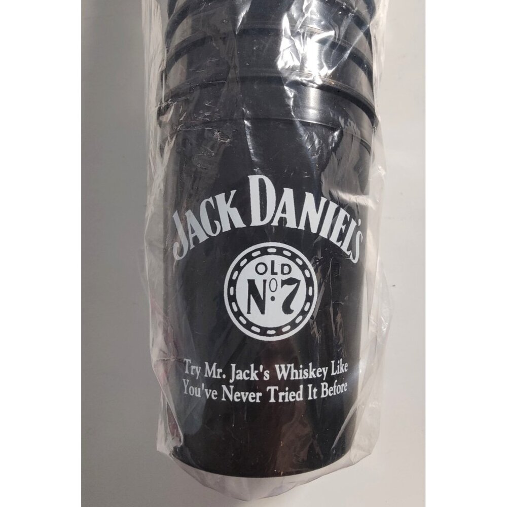 VTG Jack Daniels old No 7 Black Plastic Cups Lot of 25 Whiskey Barware Recipes